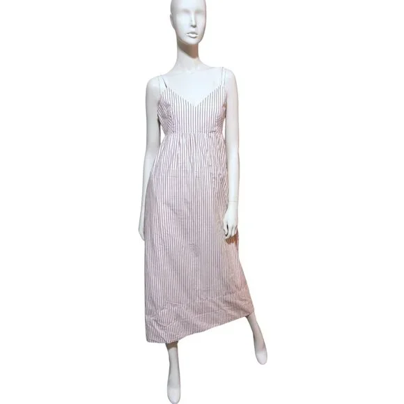 QUINCE Terracotta Striped Maxi Dress XS Nautical Resort 100% Organic Cotton - Picture 4 of 11